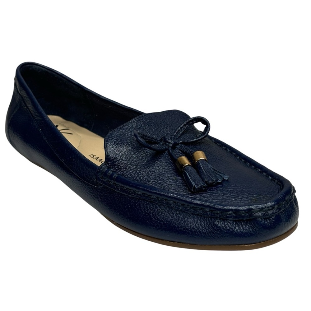New Isaac Mizrahi QVC Beautiful Blue Soft Leather Driving Loafers Shoes Size 7